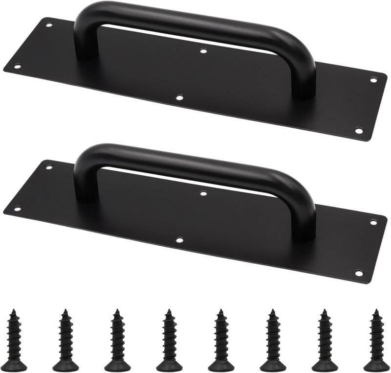 Mormchlots 2Pcs Large Black Stainless Steel Heavy Duty Barn Door Pulls, Pull Push Plate Handle, Pull and Push Plate Handle for Wooden or Composite Door(1 Pair) - Image 1